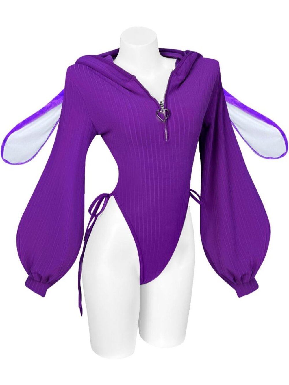 Women's Purple Knitted Lingerie Cosplay Costumes Bunny Outfits Bodysuit Tops